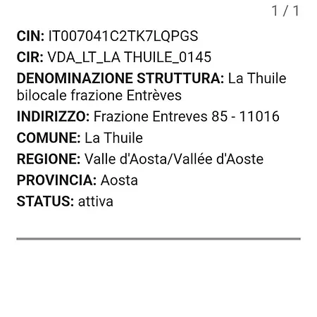 Bilocale Frazione Entreves Ametista 30 La Thuile